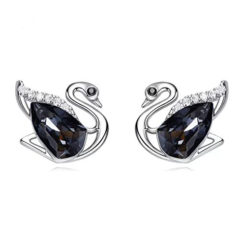 Boucles d'oreilles cygne argent 925 cristaux bijoux femme D
