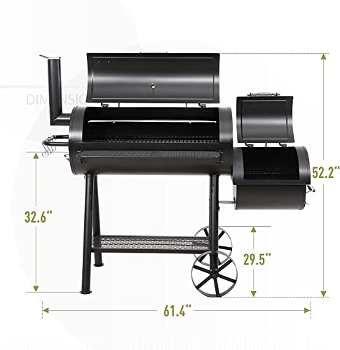 Mfstudio Heavy Duty X-Large Charcoal Grill With Offset Smoker, 942 Sq.in. Cooking Area, For Outdoor Camping Family & Friends Gathering, Black #TOP7