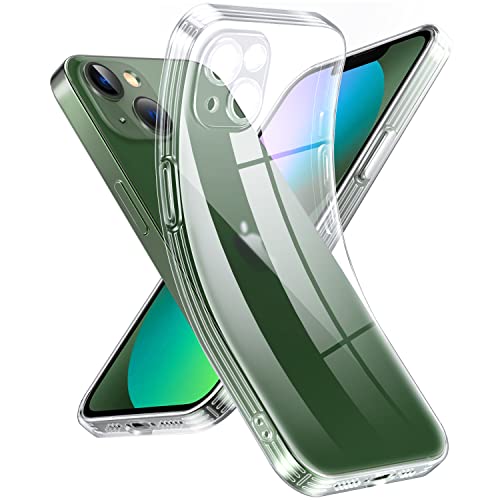 Supdeal Crystal Clear Case for iPhone 13 Mini [Not Yellowing] [Camera Protection] [Military Grade Drop Tested] Transparent Shockproof Protective Soft Silicone Slim Cover 5.4 inch Transparent