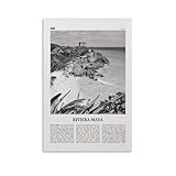 LZTEN Riviera Maya Print Black And White, Riviera Maya Wall Art, Riviera Maya Poster, Riviera Maya Foto, Riviera Maya, Mapa Riviera Maya, Lienzo de México Arte de Pared Póster Un