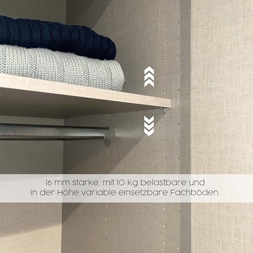 Rauch Möbel Subito Kleiderschrank für Schlafzimmer, Kinderzimmer, Flur, Garderobe, 2-türig mit Spiegel, Farbe Weiß, inkl. 2 Kleiderstangen, 2 Einlegeböden, Breite 136 cm