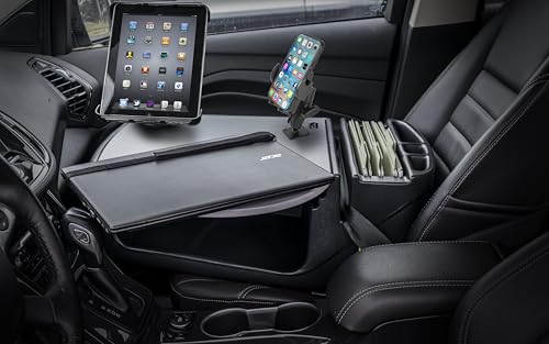 Image of AutoExec AE-RMCD-PM-TAB-GT Roadmaster Car Desk for Your Vehicle Workstation and Mobile Office, with Phone Mount and Tablet Mount
