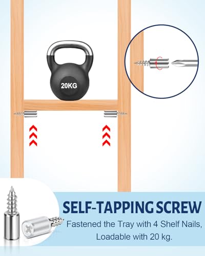 Jeboler Regalbodenträger 20 Stück, Einlegeboden Halter mit Gummischutz, Bodenträger Regalbodenhalter Selbstschneidende Fachbodenträger, Regalstifte Regalböden Halterung Schrankboden Halter für Möbel