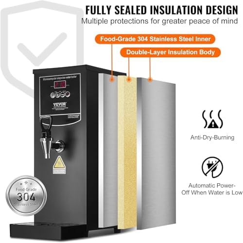 25L Electric Hot Water Dispenser, 2500W Catering Urn, Adjustable Temperature, Fast Brewing 60L/H for Coffee, Tea, Milk, Commercial Use, Efficient Hot Drinks Solution