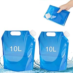2PCS Sac d’eau Pliable Eau,Bidon d’eau Poche d’eau Portable, 10L Réservoir d’Eau Pliable pour Camping Randonnée pique-nique, barbecue
