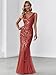 Ever-Pretty Women's Formal Dress Sequin Double V-Neck Sleeveless Mermaid Long Evening Dress Burnt Orange US6