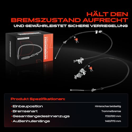 Frankberg 2x Handbremsseile Hinten Links Rechts Kompatibel mit T.e.r.i.o.s F7 J2 1.3L 1.5L 2005-2024 Replace# 46420-B4010