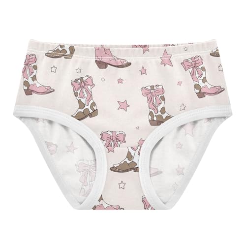 Wusikd Pink Brown Cowgirl Boots Bows Girls' Underwear Cotton Girls Briefs Soft Toddler Underwear 2T