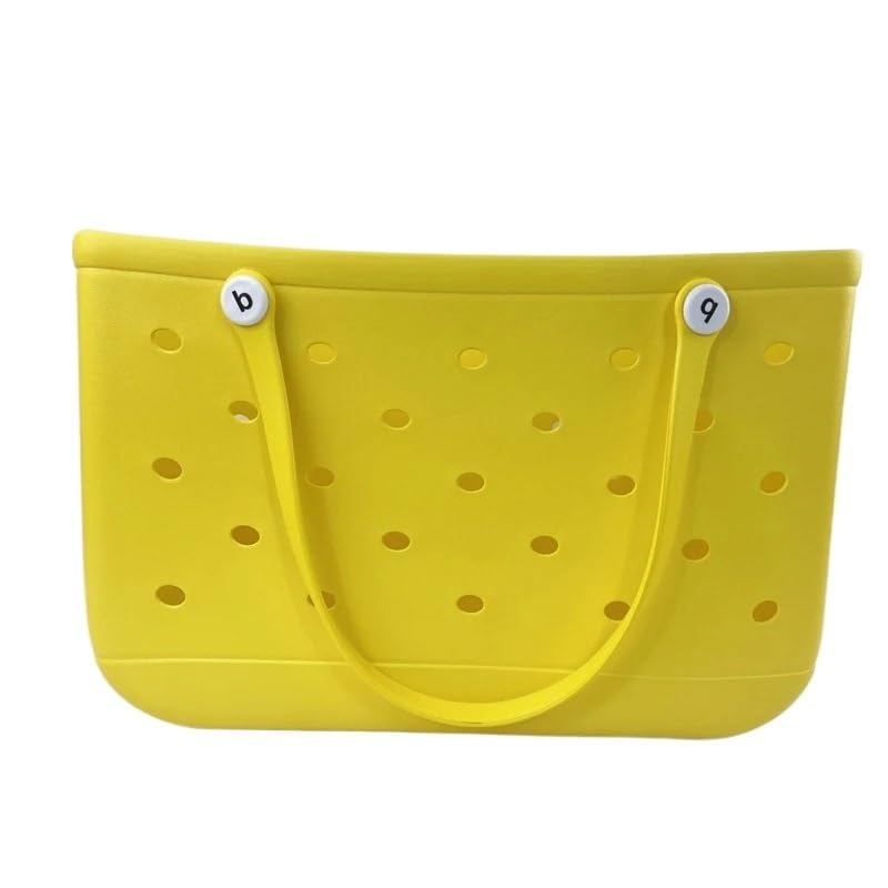 Bolsa Playa, Bolso Playa Mujer Bolsa de Playa Resistente al Agua, cestas de Almacenamiento, Bolsa de Playa de Goma de Verano, Color sólido, Organizador de artículos Diversos(Yellow)