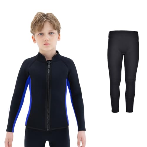 Chaqueta y Pantalones de Traje de Neopreno para Niños, 3mm, para Nadar, Surfear, Buceo, Snorkel y Deportes Acuáticos miniatura 1