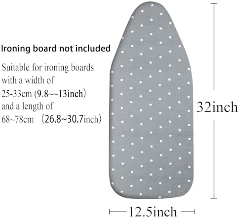 MZXcuin Small Ironing Board Cover Scorch Resistant, Table top Ironing Board Cover with Padding Heat Reflective Heavy Duty Pad (Gray dot, 12.5"x32") - 1