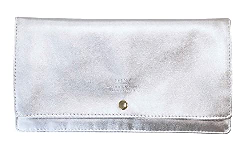 ケーアイジャパン カルミア フラットポーチ 抗菌 防臭 洗える フェイクレザー おしゃれ ツートンカラー シルバー W22×D0.5×H12cm 166207