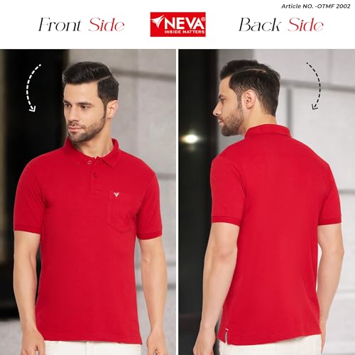 Image of NEVA Men's Regular Fit Half Sleeve Polo Neck T-Shirt with Chest Pocket