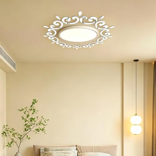 Image of INCREWAY 1 Set Silver Acrylic Self Adhesive Lamp Base, Mirror Finish Wall Mount Light Holder, Peel Stick Decorative Plate for Pendant Ceiling Fixture Decorative Lamp