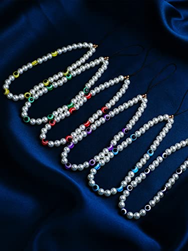 6 Pcs Beaded Phone Lanyard Evil Eye Phone Charm Aesthetic Cell Phone Wrist Strap Multicolored Chain For Cell Phone Mobile Phone Chain Strap For Women Girls Phone Cases Keychain Decor Accessories #TOP4