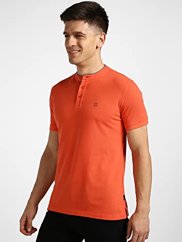 Image of Urbano Fashion Men's Solid Slim Fit Half Sleeve Cotton Polo T-Shirt with Mandarin Collar