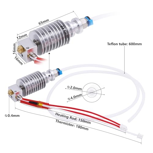 LANKEGU Hotend-Kit für Anycubic Mega S, 3D-Drucker, zusammengebautes Hotend-Kit mit 5 Silikonsocken und Düsen für Mega- und Mega S-Filament-3D-Drucker