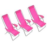 balacoo 3pcs Miniature Beach Chair Dollhouse Mini Deck Chair Longue Furniture Landscape Ornament DIY