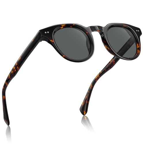 Image of CARFIA Retro Sunglasses for Men Polarized UV400 Protection, Cool Round Acetate Fashion Shades