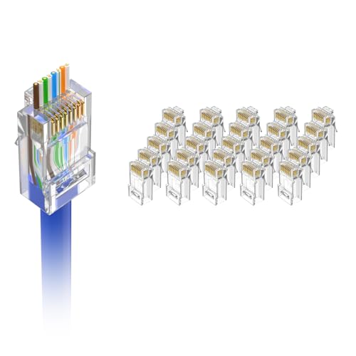 VCE Connettori RJ45 CAT6 Passanti 25 Pezzi, Plug RJ45 50μ