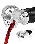 Skull Wine Aerator Pourer Spout, Olive Oil Liquor Bottle Decanter, Silver Plated Creative Gifts for Alcohol Spirits Whiskey Lover