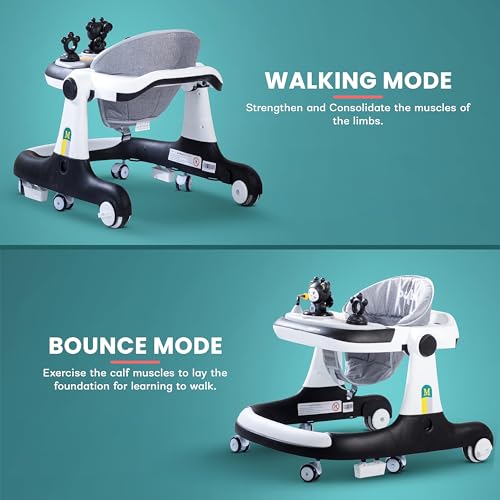 Image of Baybee Walker for Kids with Musical Toy Bar, Adjustable Speed, 360 Rotating Wheels, Removable Parental Handle, Anti-Fall Protection & Breathable Seat, Walking Support for 6-36 Months Baby (Black)