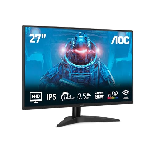 AOC 27B36X 27-calowy monitor do gier FHD, 144 Hz, IPS, 0,5 ms MPRT, synchronizacja adaptacyjna, HDR10, (1920 x 1080, HDMI 1x 1,4, DP 1x 1,4), czarny