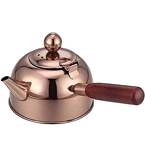 JYARZ Wasserkessel Induktion Pfeifender Teekessel Aus Edelstahl, Teekannenkessel Mit Holzgriff Für Den Gasherd Zu Hause Wasserkessel Gasherd (Color : Rose Gold, Size : 680Ml)