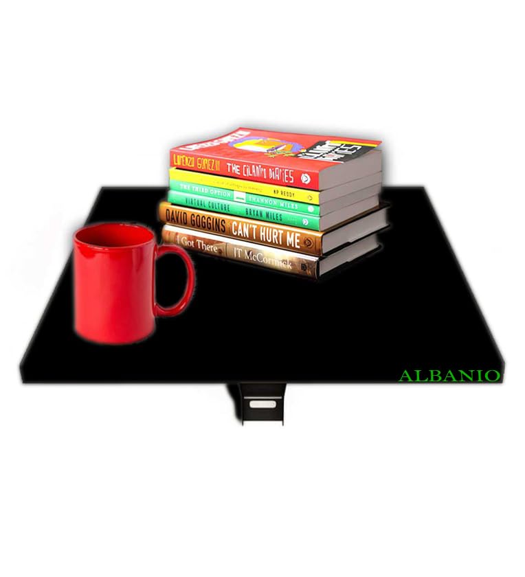 ALBANIO Folding Wall Mounted Study Desk, Foldable Laptop Office Table Solid Wood Finish Wall Mounted Shelf Drop-Leaf Design Folding Table Kitchen... - Image 3