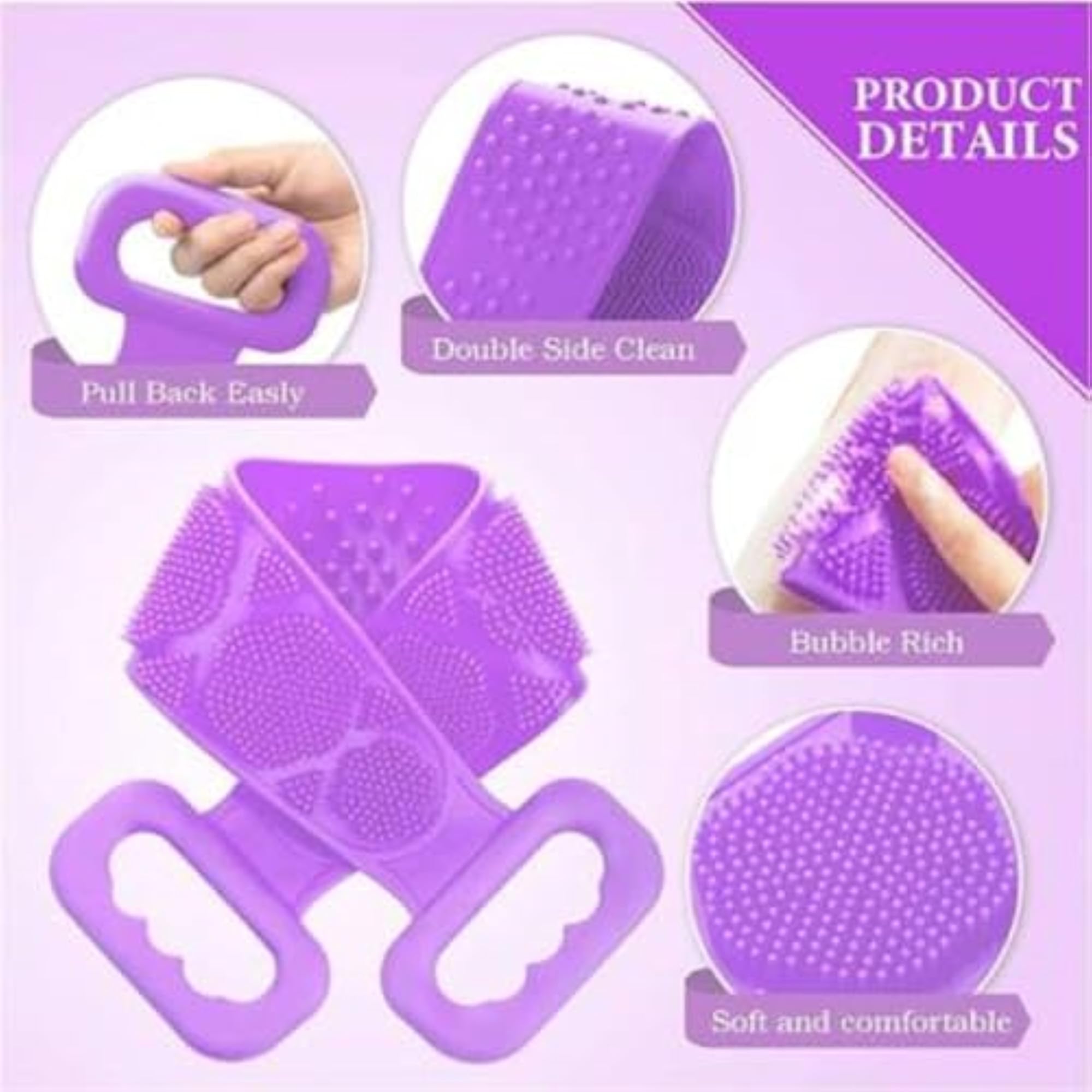 Silicone Loofah Bath Body Brush, Exfoliating Long Body Back Scrubber