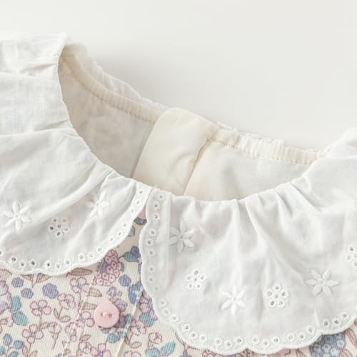 DAVE&BELLA Baby Girl Smocked Dress Long Sleeve Floral Print Sundress with Bag Princess Dress Toddler Cotton Playwear Outfits4