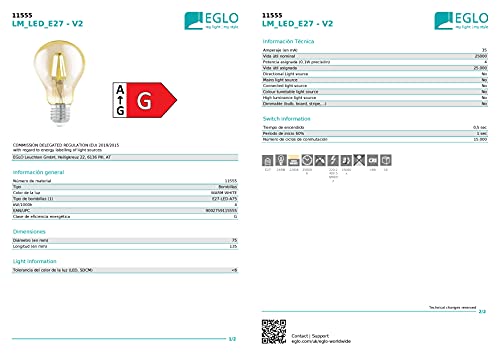 EGLO Lampada Led E27, lampadina vintage ambra per
