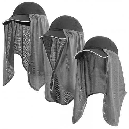 Image of Geyoga 3Pcs UV Sun Protection Neck Drape | Adjustable Neck Shade, Mesh Neck Sun Protection, Breathable Sun Protector, Hat Drape for Fishing, Hiking and Outdoor Work