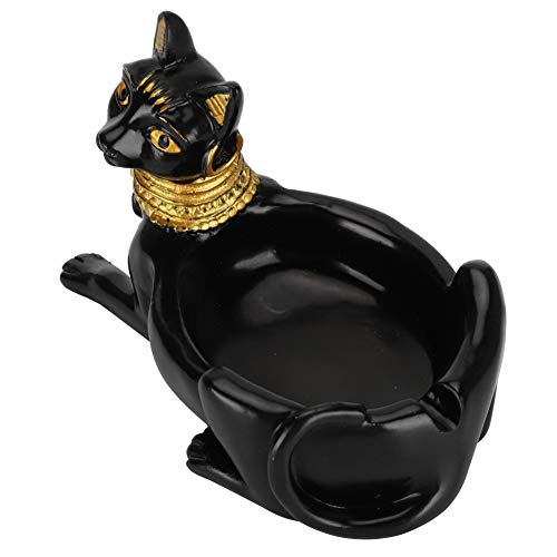 Kat godin asbak, vintage hars ambachtelijke Egyptische zwarte kat god beeldje asbak sculptuur standbeeld thuiskantoor… - Image 7