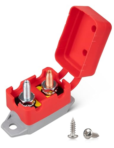 RED WOLF 20Amp Automatic Reset Circuit Breaker with Cover, DC 12V-24V Nylon Insulated & Anti-Rust Stud Type for Automotive Truck Camper RVs Solar Battery Chargers 1pcs