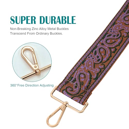 Image of Replacement 2 Inch Purse Strap - Adjustable Wide Shoulder Belt for Handbag, Tote & Messenger Bag(Earth Violet)