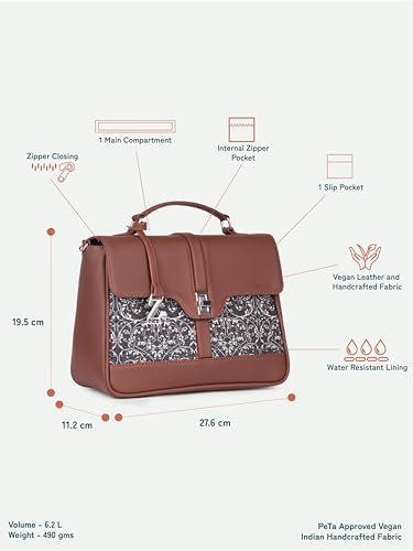 Image of ZOUK | Women's Vegan Leather | Stylish Handbag with Adjustable Strap, Top Handle |