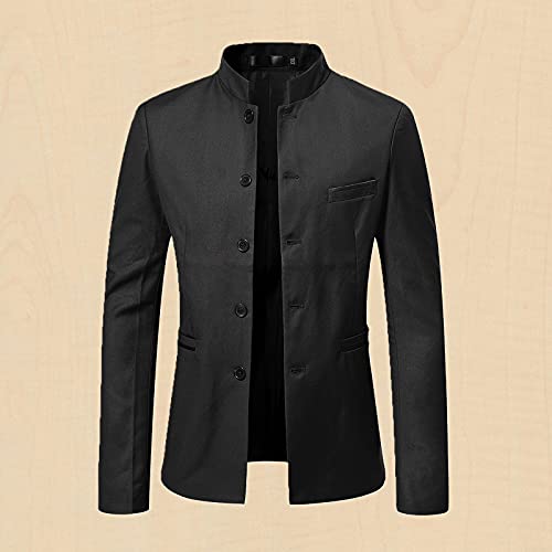Mens Chinese Tunic Suits Mandarin Collar Formal Suit Jacket Slim Fit Front Button Blazer Japanese School Uniform Coat2