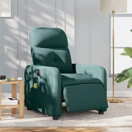 Mimdixy Adjustable Armchair Single Chair,Electric Massage Recliner Chair Dark Green Fabric