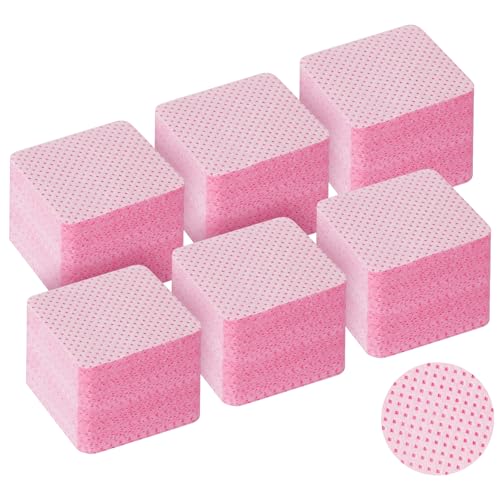 LOPHE Toallitas para uñas, 360 unidades de almohadillas de limpieza sin pelusas, almohadillas cuadradas para quitar esmalte y gel, para DIY y salones (rosa)