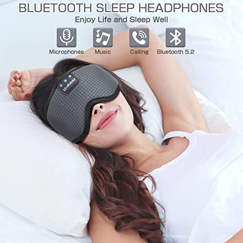 Image of LC-dolida Sleep Headphones, Sleep Mask Bluetooth Wireless Music Eye Mask, Sleeping Headphones for Side Sleepers Sleep Mask with Bluetooth Headphones Ultra-Thin Stereo Speakers Perfect for Sleeping