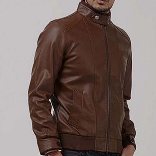 Chaqueta de cuero para hombre estilo motociclista miniatura 4
