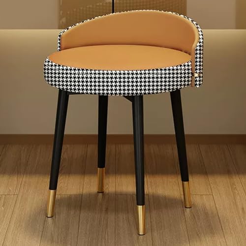 Taburete tapizado gris con patas de metal negras para dormitorio moderno 2