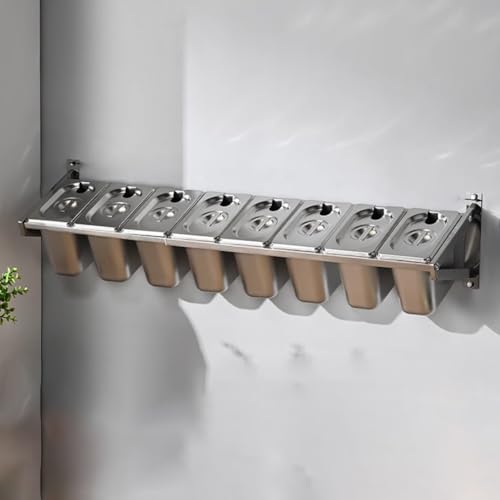 LIUWOPA Étagère à épices Murale en Acier Inoxydable avec Couvercle et cuillère, Distributeur d'épices, Distributeur de salades, Plateau à Pizza, 3 Compartiments