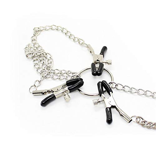 3-Head Nipple Clamps With Chain, Weight Chains Nipple Clips For Women Pleasure, Nipple Toys Non Piercing (Red) #TOP2
