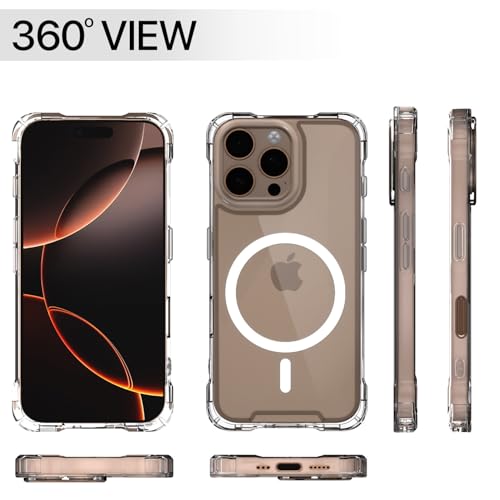 Image of Amazon Basics Back Cover for iPhone 16 Pro Mag-Safe Shockproof PC + TPU Protective Case Magnetic Support Bumper Case (Transparent Mag-Safe)