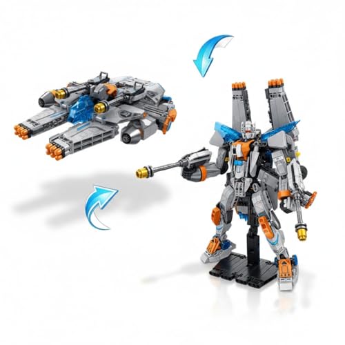 Image of SKY LINE OCEAN 2-in-1 Robot Spaceship Building Block Set, 673+ PCS Transforming Robot to Spacecraft Model Kit, STEM Sci-Fi Construction Toy Gift for Kids & Teens | 5 Year Structural Warranty