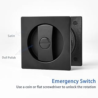 Dontay 2 Pack Pocket Door Privacy Lock, Flush Handles, 2-3/8" Backset, (Bed/Bath) Latch, Recessed Knob, Hardware for 1 3/8” to 2 3/16” Thickness Door (Including Edge Pull, Matte Black, Square)