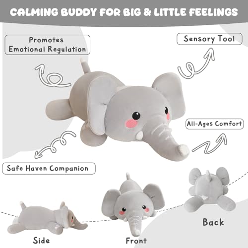 Image of TOYSYM Weighted Stuffed Animals, 3.74 lbs Elephant Stuffed Animal with Weighted Beads, Cute Plush Toy Pillow Gifts for Adults Kids Boys Girls