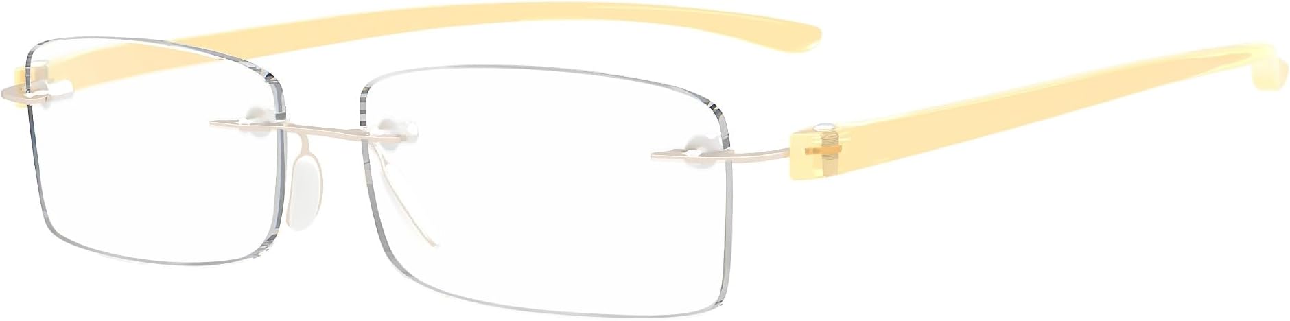 Eyekepper Small Lenes Rimless Reading Glasses Women - Frameless Reader Eyeglasses for Men Reading with Yellow Arms +2.75